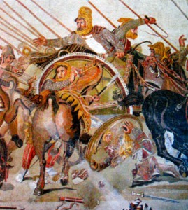 Дарий III в битве при Иссе. Фрагмент помпейской мозаики «Битва при Иссе». I в. дон. э.