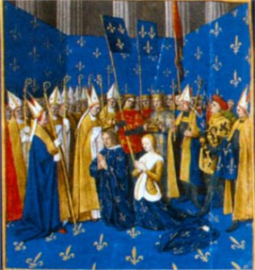 Коронация Людовика VIII (1187-1226) и Бланки Кастильской (1188-1252) в Реймсе в 1223 г. Рисунок 1450-х гг.