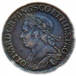 Британская монета в полкроны с изображением Кромвеля. 1658 г.