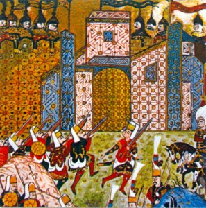 Янычары Османской империи и защищающиеся рыцари