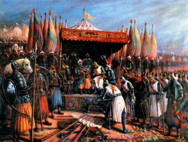 Саладин и Гиде Лузиньян после битвы при Хаттине в 1187 г.
