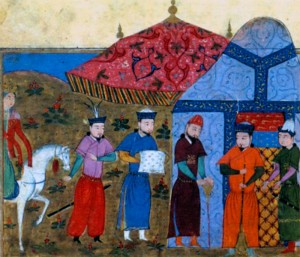 Чингисхан и китайские послы. Рисунок из рукописи 1430 г.